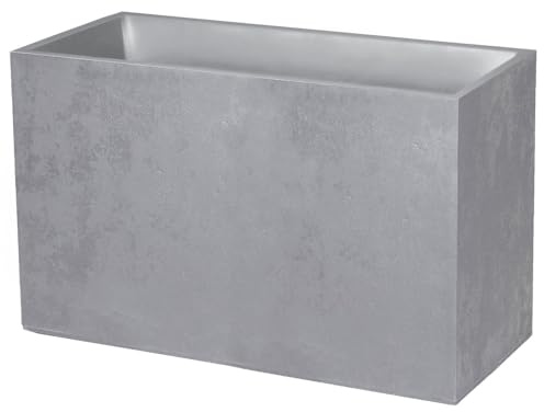 EDA - Muret Basalt 116 L - Decorazione in finto calcestruzzo - Doppia parete - Area di ritenzione idrica - 99,5 x 39,5 x 60 cm - Grigio cemento