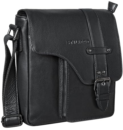 STILORD Umhängetasche aus Leder schwarz - Schultertasche - Vintage Ledertasche für Männer - Herren Messenger Bag Nino
