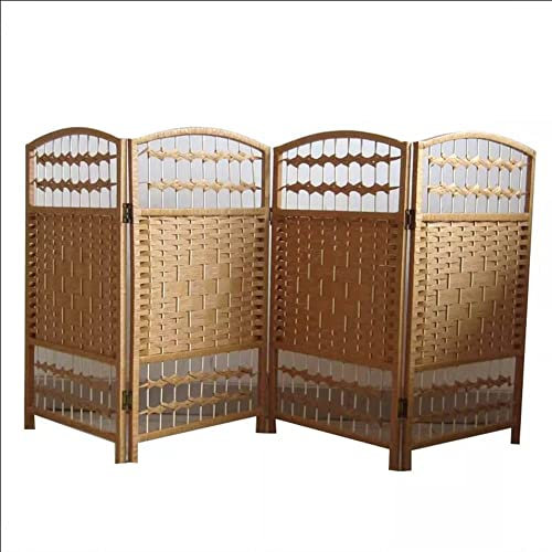Trennwand Für Kinderzimmer Aus Rattan, Bereich Zaun Beweglicher Paravent Für Kinder Faltbarer Spielplatz Paravent (Farbe : Natural-4 Panel, Größe : 60x120cm)