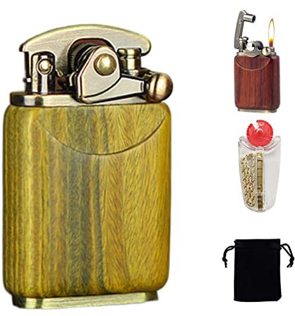 XOTAK Vintage antikes Kerosinfeuerzeug, weiche Flamme Rocker Benzinfeuerzeug Winddicht Wiederverwendbare Groove Feuerzeug (Color : B)