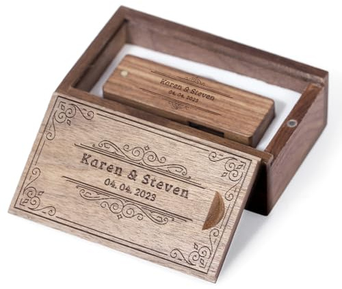 Clé USB Personnalisée Cadeau personnalisé gravé en Bois Massif USB Flash Drive pour Mariage, Remise des diplômes, Anniversaire Cadeau Style 01