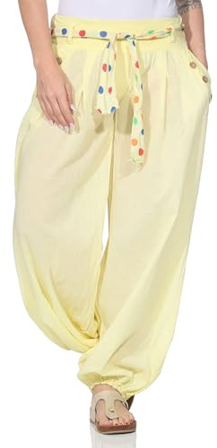 ZARMEXX Haremshose Pumphose mit Gürtel Pluderhose Uni-Farben Ballonhose Aladinhose Harem Hose Sommerhose Yoga One Size