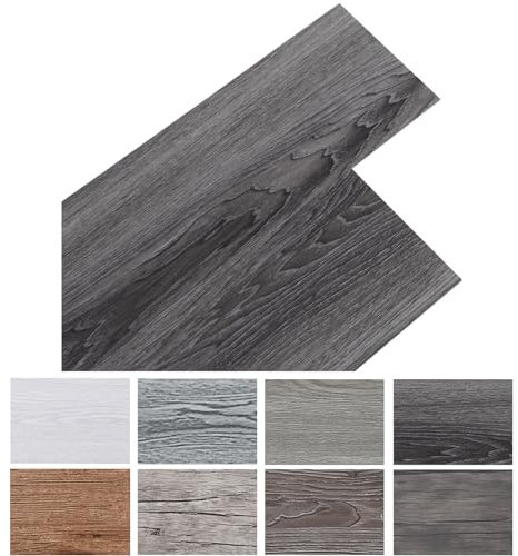 INMOZATA 5,02m²/ 36 Fliesen PVC Bodenbelag Selbstklebend Vinylboden Selbstklebend PVC Laminat -91,5 x 15,2cm -Dicke 2 mm Rutschfeste Wasserfest Schneidbar (Dunkelgrau)