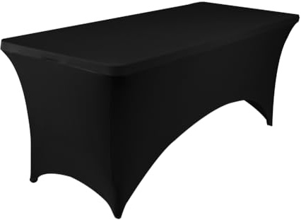 meioro Stretch Stehtischhusse 183cm Polyester Enge Tischdecke, Abwaschbar Rechteckig Husse, Faltenresistente Hussen mit Verstärkung im Fußbereich für Stehtisch Bistrotisch (Schwarz,183Lx76Bx76H cm)