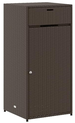 vidaXL Gartenschrank, Geräteschrank mit viel Stauraum, Beistellschrank Schrank mit Türen, Balkonschrank Terrassenschrank, Braun Poly Rattan