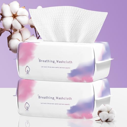 Disposable Face Towel 200 Count, Soft Cotton Face Towels, Dry Wipes Facial Cloths Towelettes for Washing and Drying, Lint Free Facial Tissue for Skincare, Makeup Remover and Cleansing