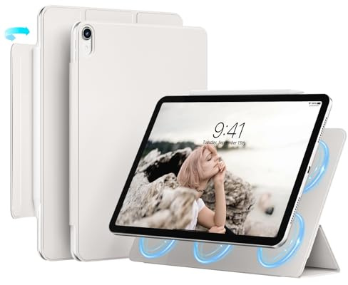 JKSML Magnetisch Hülle für iPad Air 11 Zoll M3/M2 (2025/2024) & iPad Air 5./4.Generation 10.9 Zoll (2022/2020),Unterstützt Pencil Pro/USB-C, Dünn und Leicht Design für Büro/Uni, Grau