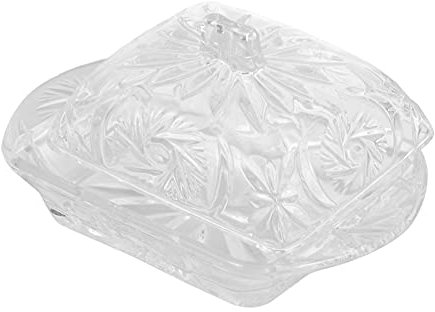 HUIHHAO Butterdose aus Glas, Butterdose mit Deckel, Restaurant-Käseform, Brot-Dessert-Halter, Lebensmittelaufbewahrungsplatte, Butterbehälter(B)