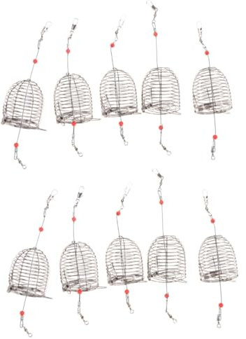 KITANDOVE 2 Set di Gabbie per Esche da Pesca Gabbie per Esche Mangiatoia per Pesci in Acciaio Inossidabile l 5 Pezzi * 2