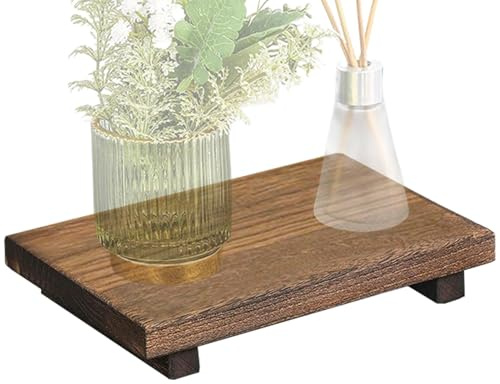 Wooden Bathroom Vanity Tray, Wood Riser for Kitchen Counter, Anti-Moisture Small Wooden Riser Tray, Anti-Moisture Plant Vase, Stand, Scented Candle, Perfume, Toiletries