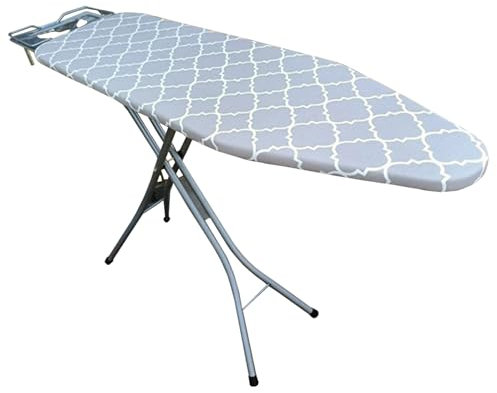 Folding Ironing Board, Large 120 x 38 cm Iron Board with Iron Rest, Adjustable Height Non-Slip Feet Strong Frame, Lightweight Collapsible Iron Board with Cotton Cover, Easy to Store