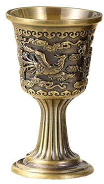 COLLBATH Chinese Style Liquor Cup Zinc Alloy Retro Wine Goblet Decorative Household Wine Accessories Vintage Bronze Dragon Phoenix for Dinner