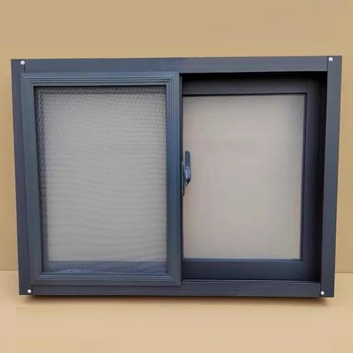 Horizontales Schiebe-Kellerfenster mit Glas und Sichtfenster, groß, 127 cm, 127 cm, 100 x 30 cm, 100 x 30 cm, 61 cm, 50 cm, 100 x 30 cm, Dunkelgrau