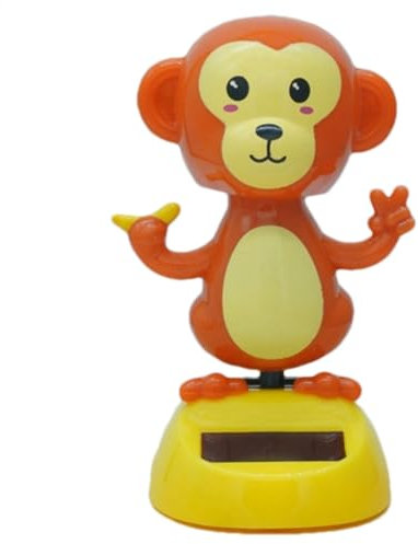 Figurine à tête branlante solaire - Décoration de tableau de bord de voiture - 10 x 5 x 6 cm - Singe rouge dansant - Décoration solaire pour voiture et bureau