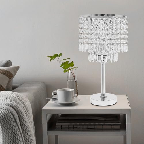 ARBGO Kristallglas Nachttischlampe, Kristall Tischleuchte, E27 Tischlampe, Tischlampe mit Druckknopfschalter, geeignet für Arbeitszimmer, Wohnzimmer, Schlafzimmer, Restaurant, Café