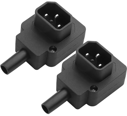 YACSEJAO IEC C14/C13 Adattatore di alimentazione a 90 gradi 2 pezzi 250V/10A C14/C13 maschio e femmina AC (angolo verso il basso, connettore)