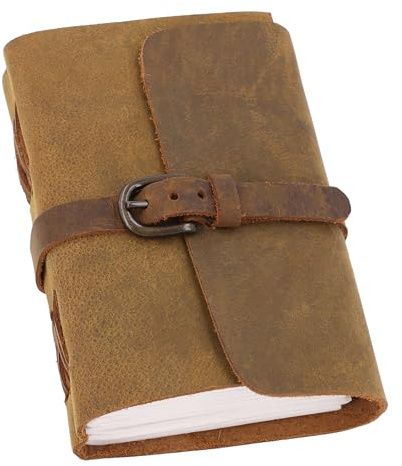 Gusti Leder Fedra, Notizbuch Leder Vintage Tagebuch Echtleder Braun