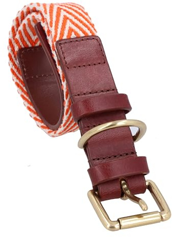 Gusti Leder Hundehalsband Oswald - Lederhalsband Hund Haustier Vierbeiner Baumwolle Rotbraun Leder