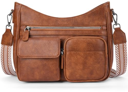 VIMUTI Umhängetasche Damen Mittelgroß Damen Handtasche Crossbody Bag Veganes Leder Tasche Damenhandtasche mit Verstellbar Breitem Schultergurt