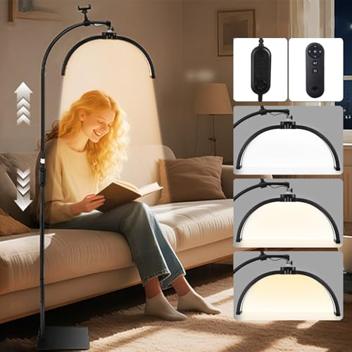 Nastopee Halbmond-stehlampe mit Fernbedienung, Wimpern Lampe mit Einstellbarer Helligkeit Höhe–3000-6500K LED Beauty-Ringlicht Kosmetiklampe für Wimpernverlängerungen Tätowierer Nageltechniker