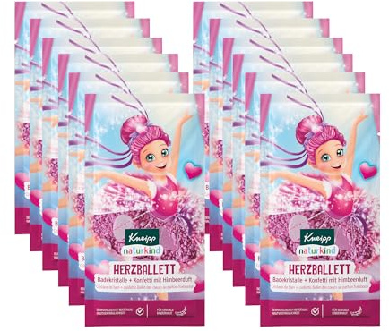 Kneipp Naturkind Bath Crystals + Confetti Heart Ballet - Bath Additive with Raspberry Fragrance - for Sensitive Children's Skin - 12 x 40 g