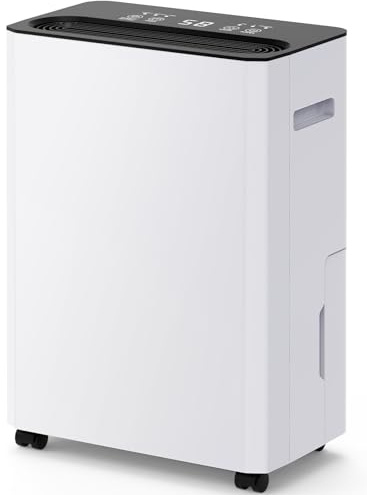 Deshumidificador Eléctrico Silencioso, Deshumificadores de Humedad, Panel de Control Inteligente Temporizador 24H Auto Apagado Depósito 3L Drenaje Continuo, Ideal en Habitaciones Hasta 50m²(18L/día)