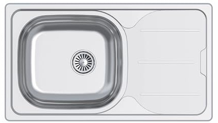 Apelson Fregadero Sobre Encimera ACE 34R, 76x43,5cm, Profundidad 15 cm, Grosor 0,5 mm, Instalación en mueble de 45cm, Accesorios incluidos, Acero Inoxidable