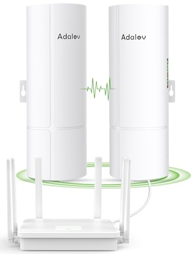 AdaLov Pont WiFi Extérieur CPE380 et Routeur WiFi 6 AX3000, Kit Pont sans Fil Point à Point 5,8GHz 3km, Plug & Play, Extension Internet pour Abri de Jardin, Garage, Grange, Caméra IP, Étanche IP65