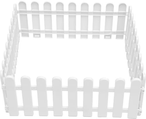 Veemoon Clôture Jardin Blanche en Plastique 4 Pièces, Bordure de Pelouse Réutilisable pour Décoration de Jardin et Restaurants, Style Simple et Élégant