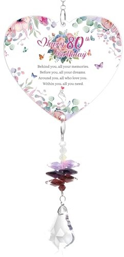 80th Birthday Gifts For Women, Crystal Suncatcher, 80th Birthday Gifts For Mum Her, Gifts For 80 Year Old Woman, Present For Mum Auntie Grandma Wife Friends Teacher