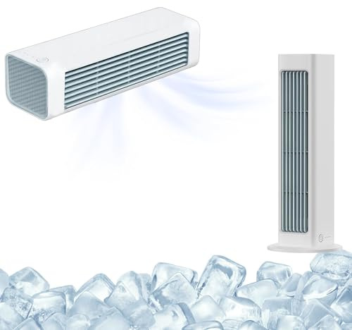 Enfriador de aire Qinux Breezamax 2025, aire acondicionado portátil ultra silencioso sin aspas con batería recargable, ventilador de pared de bajo consumo para refrigeración de dormitorio, oficina y