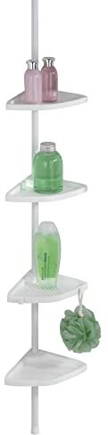 Wenko Rinconera telescópica Easy blanco - con 4 repisas, Aluminio, Blanco