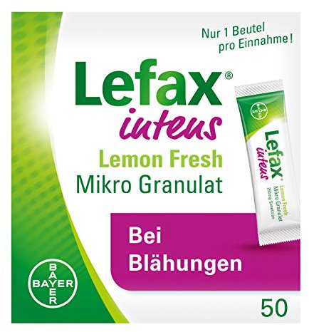 Lefax Intens Lemon Fresh Mikro Granulat bei stärkeren Blähungen und weiteren gasbedingten Beschwerden wie Druck- und Völlegefühl, krampfartigen Bauchschmerzen, ideal für unterwegs, 50 Beutel