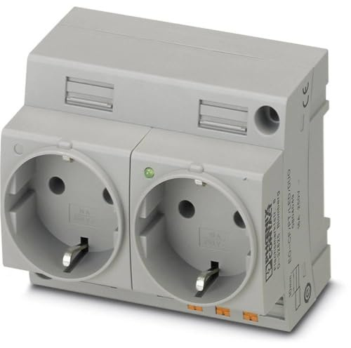 PHOENIX CONTACT EO-CF/PT/LED/DUO Doppelsteckdose, Steckgesicht Typ CE, Push-in-Federanschluss, Leuchtanzeige, 136.000g, Grau, 2 Stück