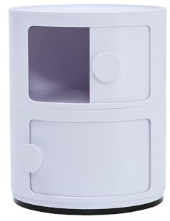 Warmiehomy Round Storage Unit, Drawer Container Bedside Unit Cupboard Bedroom Corner Shelf Units Fully Assembled Toilet Paper Roll Storage For Bedroom, Bathroom, Living Room, Kitchen (White 2 Tiers)