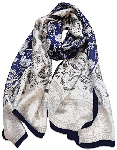 LumiSyne Seidenschal Damen Blume Gedruckt Muster Mode Eleganten Stil Warme Weich Seidentuch Lange Halstücher Sonnencreme Stola Ganzjährig