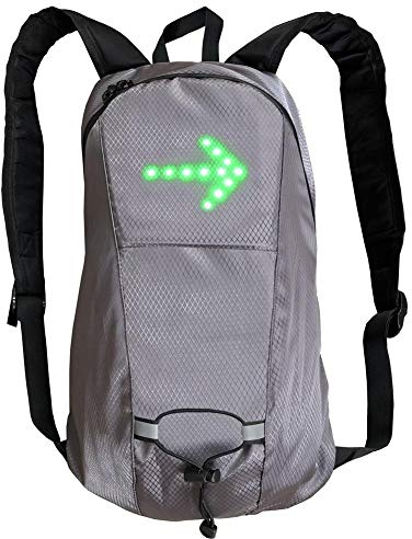 Enjoyyouselves 15L LED Light Backpack, Sac Rechargeable USB avec Clignotant De Sécurité pour Faire du Vélo La Nuit, Étanche, Vélo Sac À Dos LED À Distance sans Fil
