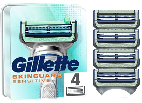 Gillette SkinGuard Rasierklingen für Herren mit Aloe Vera, empfindliche Haut, 4 Ersatzklingen (Verpackung kann variieren)