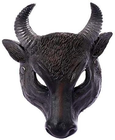 QERMULA Realistic PU 3D Stierkopf Horror Halbgesichtsmaske Tiere Cosplay Masken Halloween Party Maske Zubehör Stiermaske