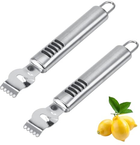 2 Stück Zitronen Zester, Schäler Professioneller Messer Edelstahl Zitronen Scheibe Schälwerkzeug Für Die Küche Zestenschneider Reibe Slicer Cutter Schäler Entferner Küchenschäler Für Gin Cocktails
