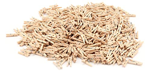 MUKCHAP Lot de 500 mini pinces à linge en bois naturel de 2,5 cm avec ressort, petites pinces en bois pour photos, vêtements, travaux manuels, décoration d'intérieur