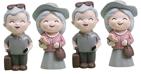 Gogogmee 2 Sets Liebevolles Älteres Ehepaar Harzfigur Oma Opa Hochzeitstag Dekoration Statue Für Zuhause 2 Stück*2
