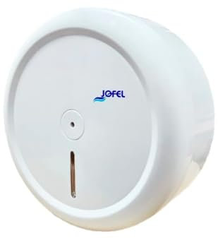 Jofel - Porte-rouleaux de papier hygiénique industriel, Distributeur de rouleaux de papier en rouleaux de 203mm de diamètre maximum, en ABS blanc, économiseur de papier, AE68000