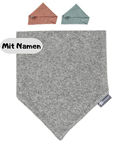 Sterntaler Baby Halstuch mit Name bestickt | Baumwolle Frottee | Sterntaler personalisiert Dreieckstuch | 0-4 Jahre | Druckknopf | Kinder Halstuch Name (Frottee Grau)