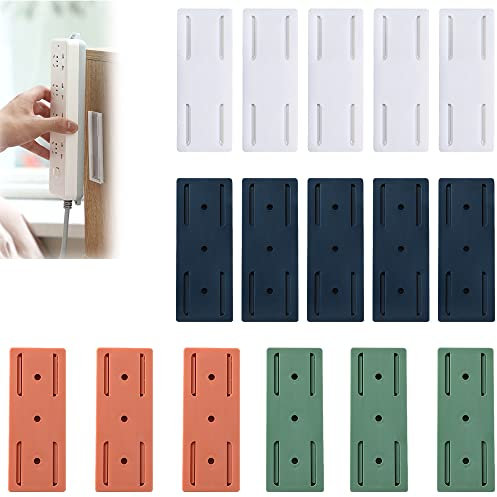 Xreuctop Selbstklebender Stanzfreier Sockelhalter, 16 Stücke Steckdosenleiste Halterung, Steckdosenleiste Wandhalterung, Selbstklebende Power Board-Halter Steckdosenhalter für Router, Steckdose