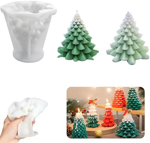 Kerzen Gießform,Weihnachtsbaum Kerzengießform Epoxy-Formen Weihnacht DIY Silikonform 3D Weihnachtsbaum Kerzengießform Silikon Kerzenformen Für DIY Duftkerze, Weihnachten Handwerk Ornamente