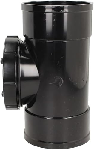 Duraplast UK™ Solvent Soil Waste 110mm Straight Access Pipe | Black | Double Socket | for 4 Inch Waste Pipe | Glue for Permanent Seal | No Rubber or Pushfit | Underground or Above Ground Drain