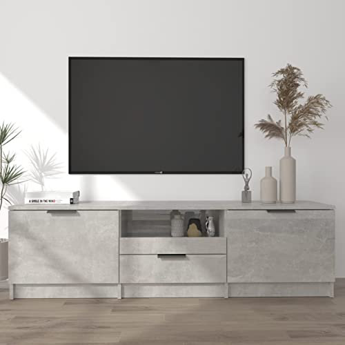 ARKEM TV-Schrank Betongrau 140x35x40 cm Holzwerkstoff Tv Schrank Hoch Fernseher Tisch Modern
