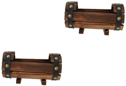 Kisangel 2piezas Maceta De Madera Vintage para Decoración De Jardín Tiesto De Flores y Suculentas para Exterior Contenedor De Plantas Resistente y Duradero