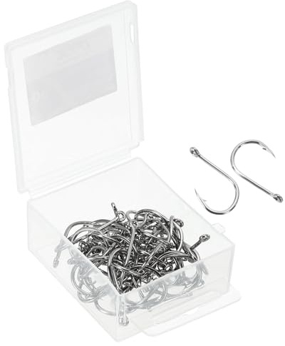 PATIKIL 3/0# Anzuelos para Bagre, Paquete de 50, 0.5 Anzuelo de Garra de Pez, Anzuelo de Pesca de Acero de Alto Carbono en Forma de J con Púas y Salada, Tono Plateado